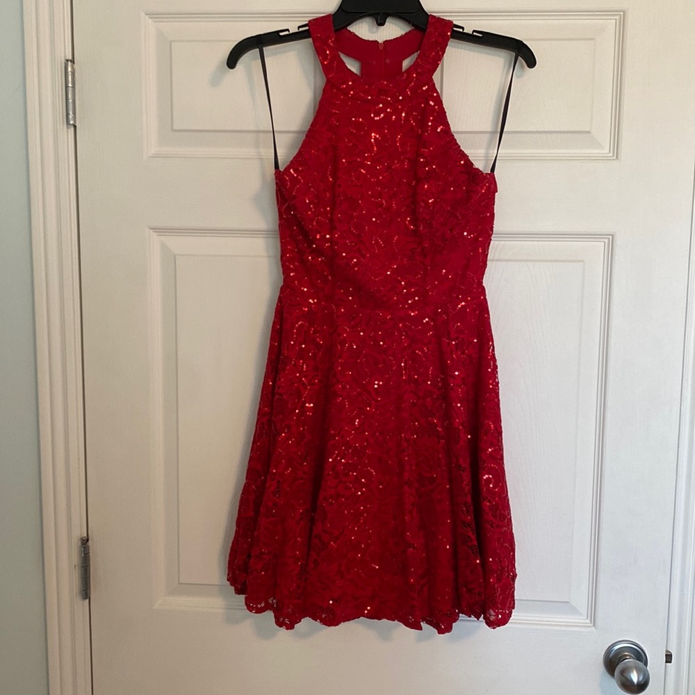B. Darlin. Red lace special occasion dress!!